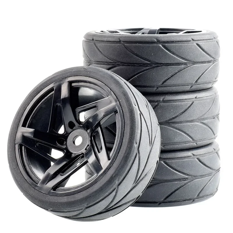 4 stuks 1/10 RC Rally Wielen 64mm met Rubberbanden - Universele Pasvorm voor TAMIYA TT02 XV01 HSP 94123 HPI KYOSHO WLtoys On-Road Racing