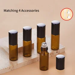 5pcs 4 Accessories Mini Amber Glass Tumbler, 5 5ml Spray Bottles, 2 Funnels, 2 Droppers.