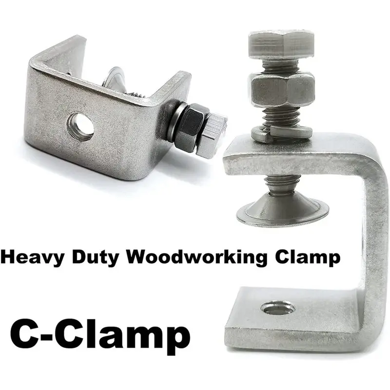 DT17 8PCS 16-25mm Heavy Duty Woodworking C-Clamp Set, 304 Stainless Steel Tiger Clamp G-Clamp for Welding Carpenter Tools