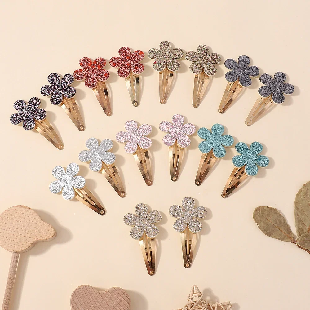 16Pcs/set  Shiny Flower Rabbit BB Hair Clips for Girls Cute Handmade Hairpins Barrettes Headwear Kids Baby Hair Accessories