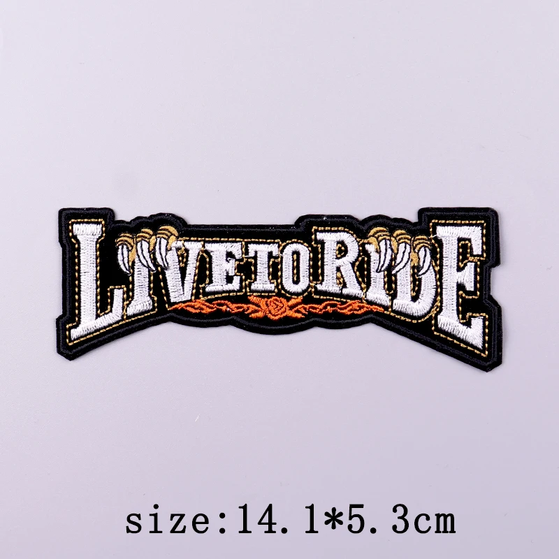 Punk Biker Letters Embroidery Patch Iron On Patches For Clothing Thermoadhesive Patches On Clothes DIY Skull Fusible Applique