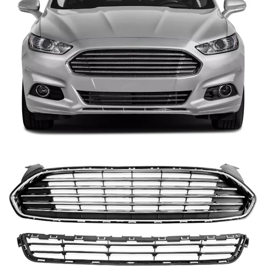 

Front Bumper Grille Upper and Lower Chrome Trim Kit for 20132016 Ford Fusion DS7Z8200BA Enhanced Styling and Durable Protection