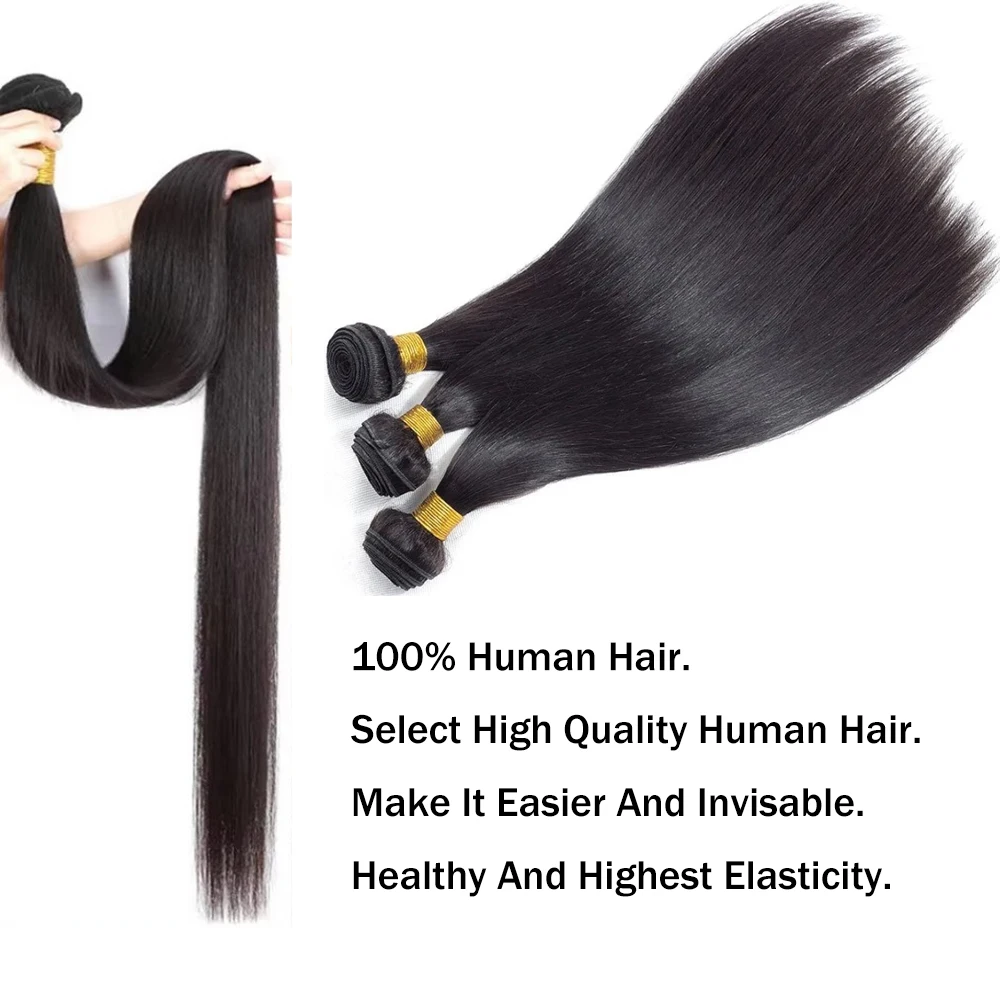 Newmi Straight Human Hair Bundles 12A 100% Unprocessed Brazilian Virgin Human Hair Extensions Natural Black 1pc Bundle