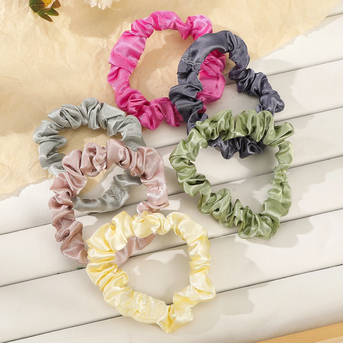 AWAYTR Mixed Color Satin Headbands Elasticity Nylon Rope Scrunchies Ponytail For Women Hair Ties Holders Rubber Band Headdress