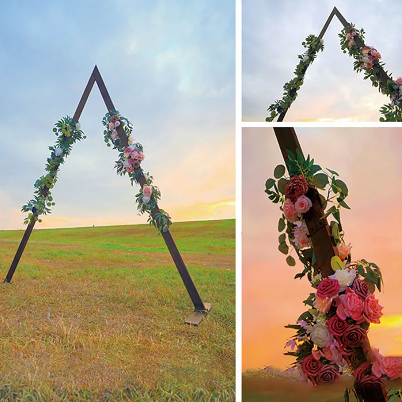 Triangle Wooden Arch for Wedding Ceremony, Wooden Arch Decor Rustic Vintage Boho Arch Decorations for Garden Outdoor Parties