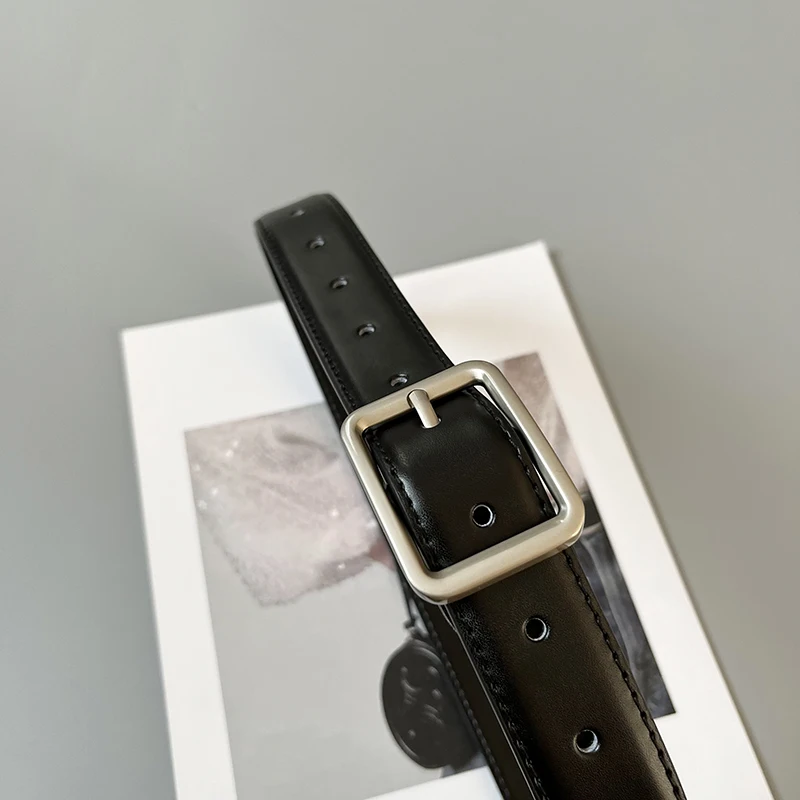 Women's Runway Fashion Black Genuine Leather Cummerbunds Female Dress Corsets Waistband Belts Decoration Narrow Belt TB622