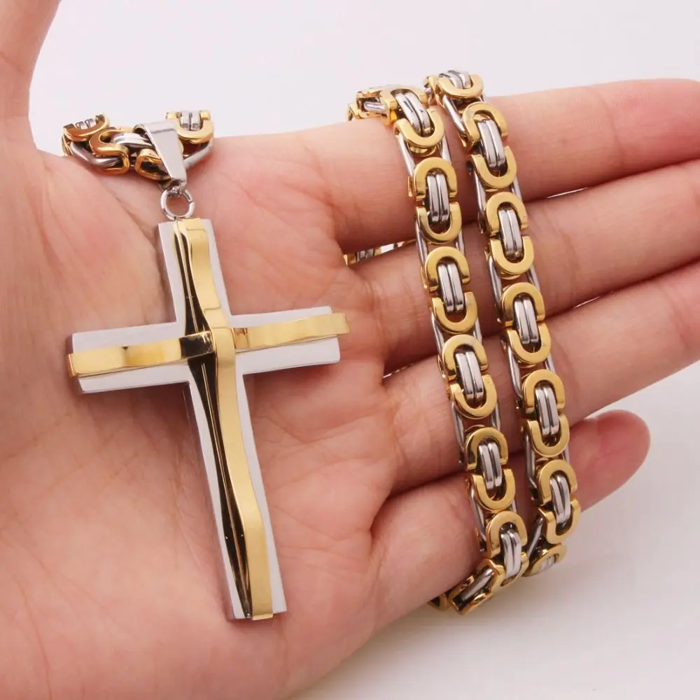 التيتانيوم الصلب الصليب قلادة الرجعية خفيفة الوزن الكاثوليكية مجوهرات اكسسوارات الفاخرة الدينية الصليب سلسلة بدلاية النساء #1