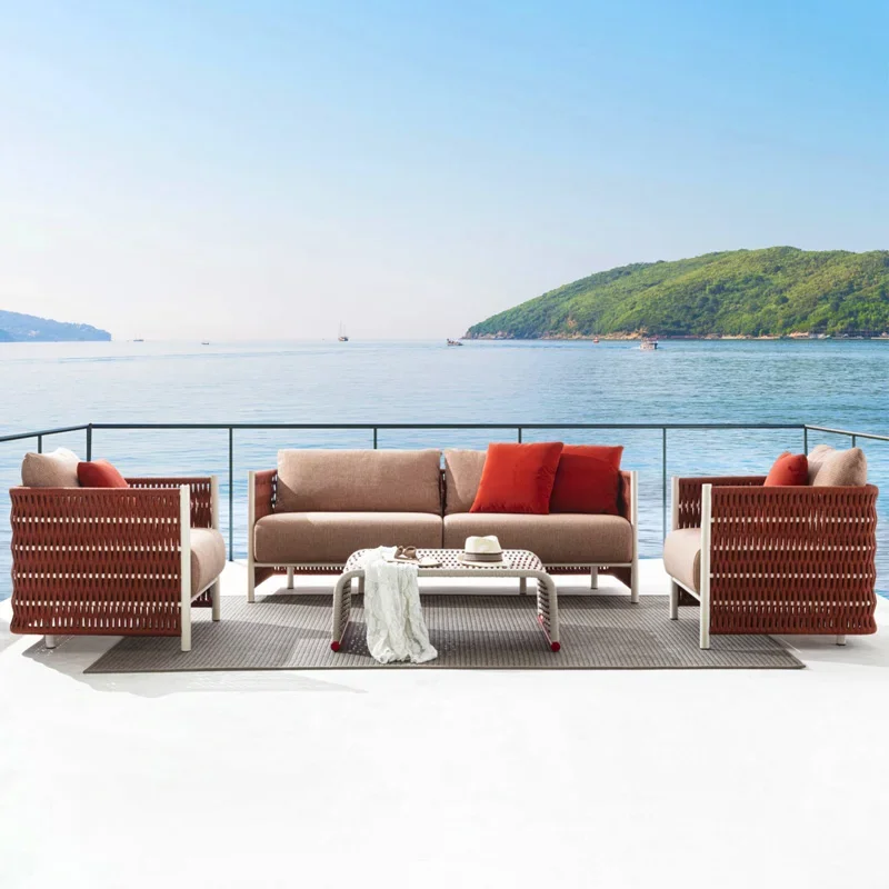 Nordic Outdoor Rattan Chair Sofa Villa Balcony Single Family Chair Homestay Outdoor Garden Outdoor Furniture Combination