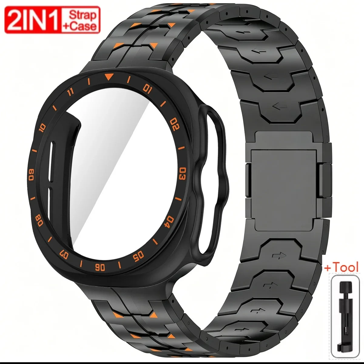Strap+Case+Glass for Samsung Galaxy Watch Ultra 2 Titanium Band Tempered Glass Screen Protector PC Case Galaxy Watch Ultra 2026