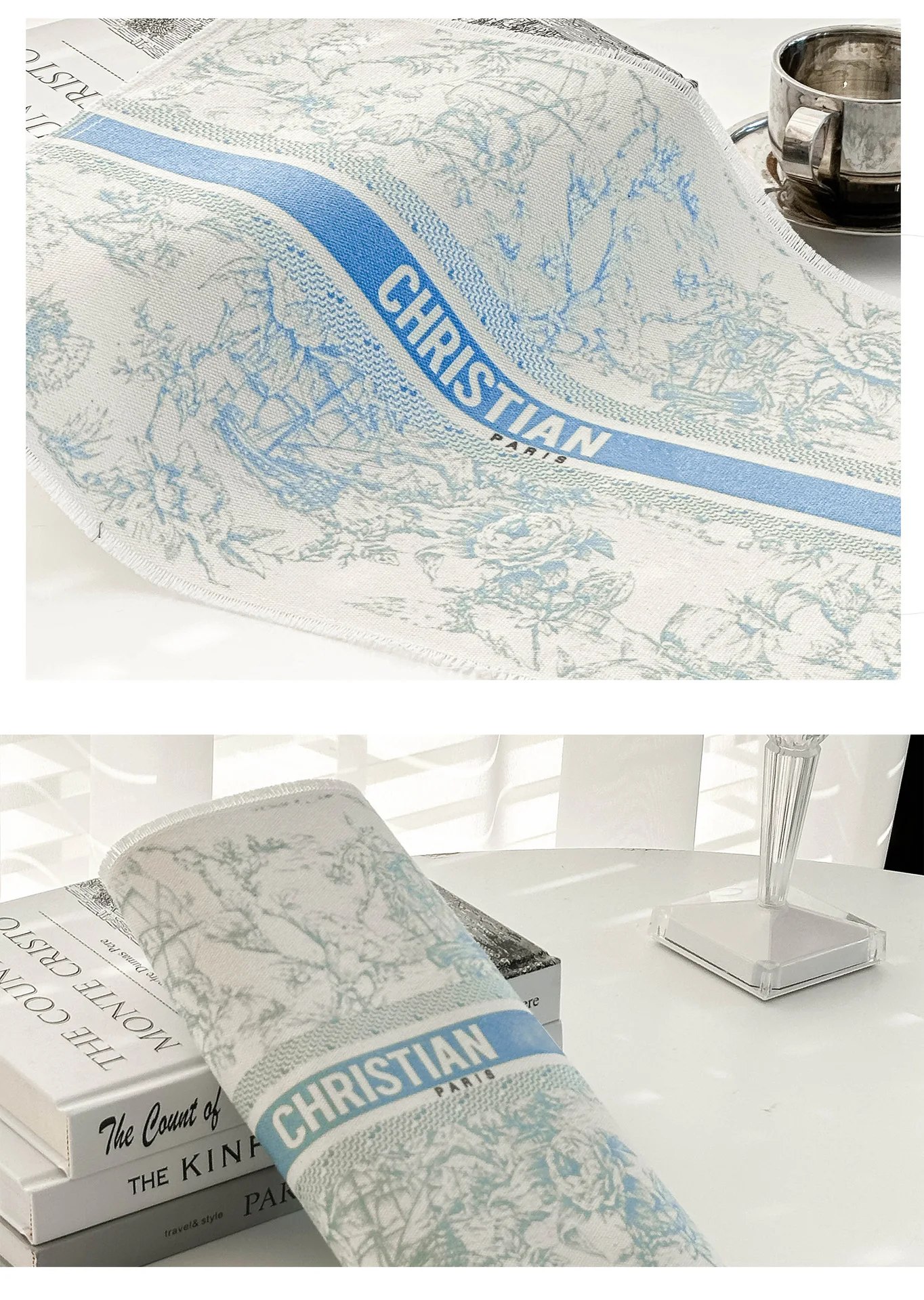 2pcs Printed Cotton-Linen Placemat Set  Waterproof Heat-Resistant Table Mats, Stain-Proof Decorative Pads for Plates, Coasters