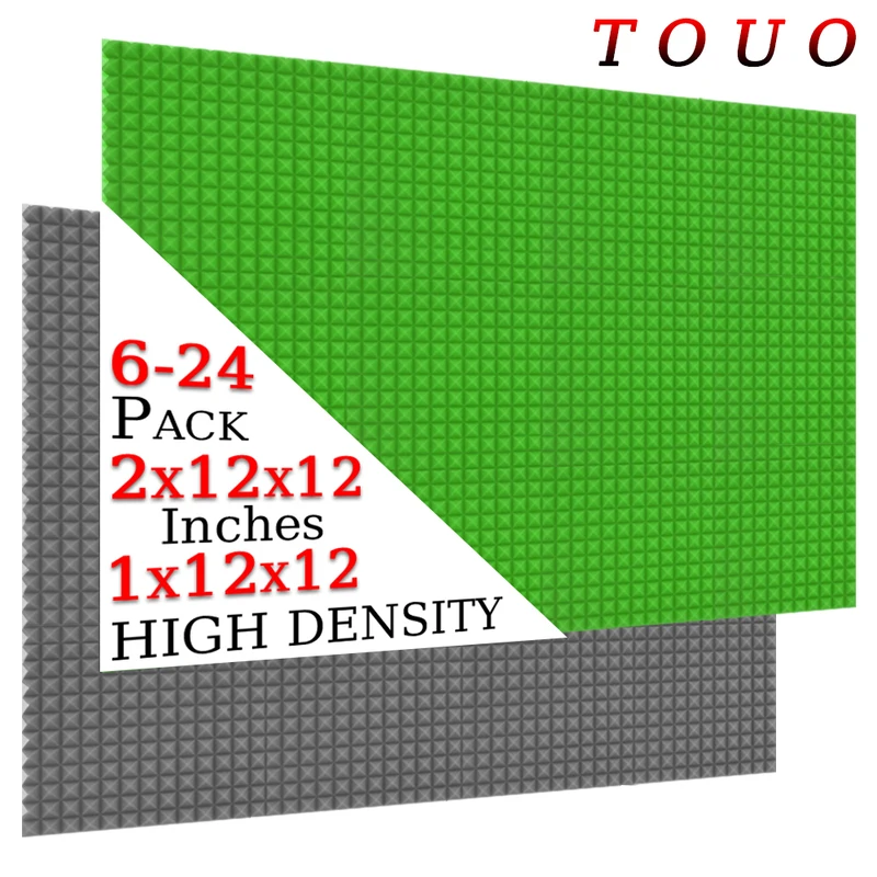 TOUO Pyramid Soundproof Panel 6/12/24 Pcs High-Density Sound Absorbin Soundproof Foam Material Offices Acoustic Treatment