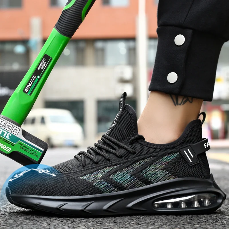 

Breathable Safety Shoes Men Air Cushion Work Sneakers Anti-smashing Anti-piercing Work Shoes Steel Toe Cap Protective Shoes