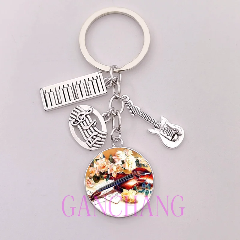 Musical Instruments Clarinet Guitar Flute Violin Music Keychain Musical Note Keyring Music Pianist lovers Gift Jewelry