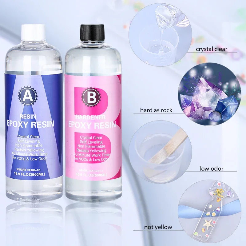 Easy Mixing Crystal Clear Epoxy Resin Kit High Gloss Resin & Hardener for Art Casting Resin Jewelry Tumbler DIY Craft Projects