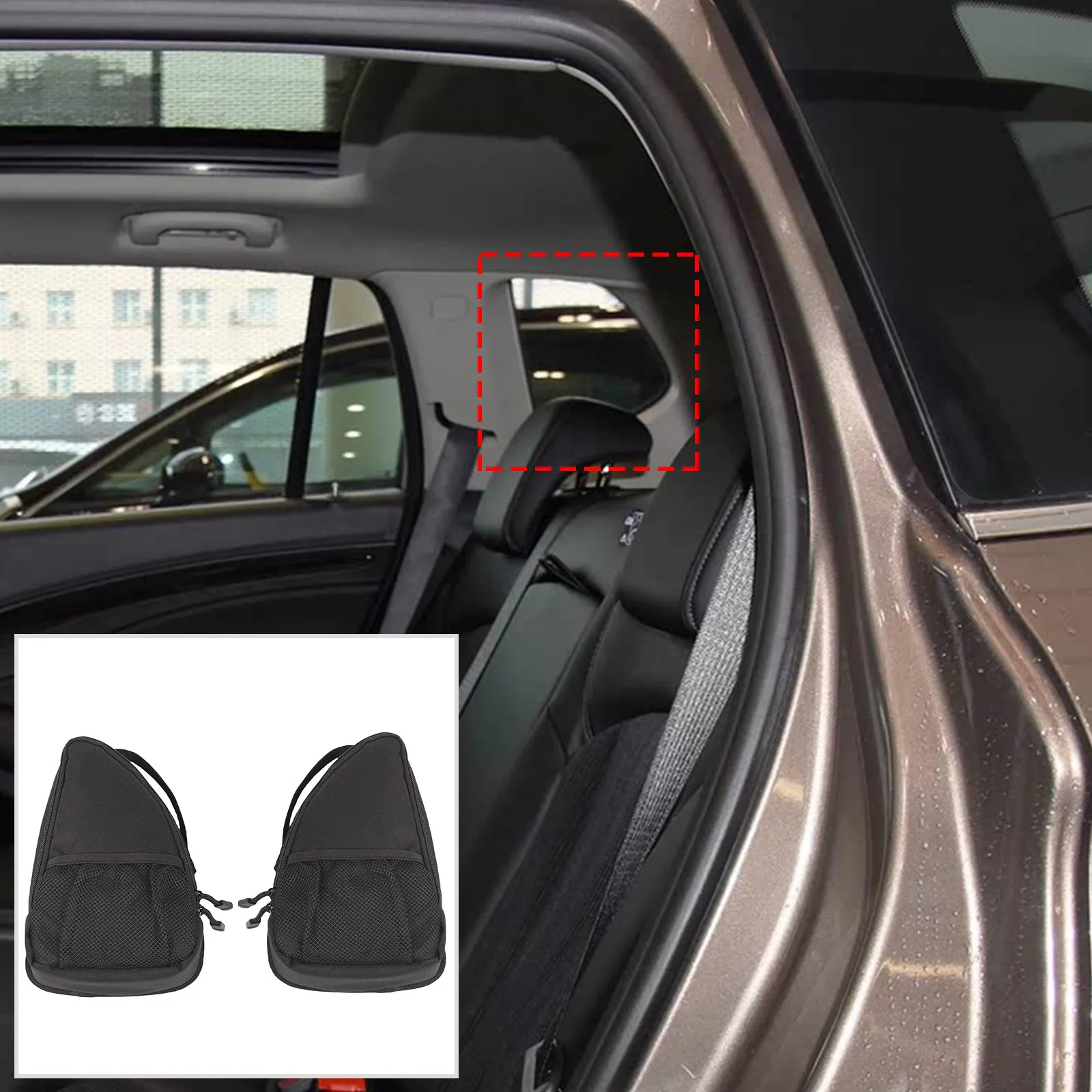 2PCS Car Trunk Side Window Stowing Tidy Bag Pouch For Buick Envision 2014-2020 Multipurpose Glass Storage Tool Bag Pocket