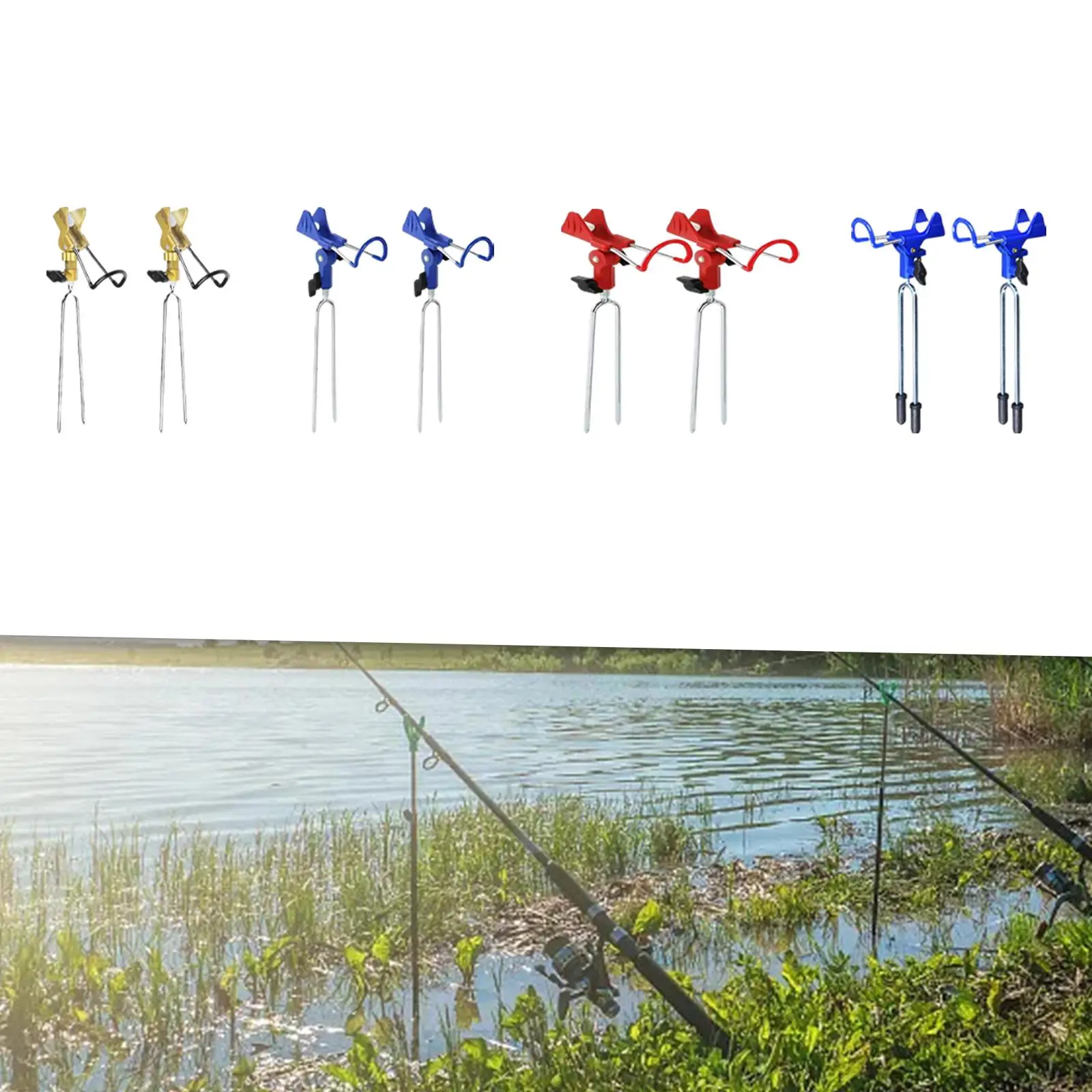 2x Support de canne à pêche Portable Support de canne à pêche Support extérieur réglable