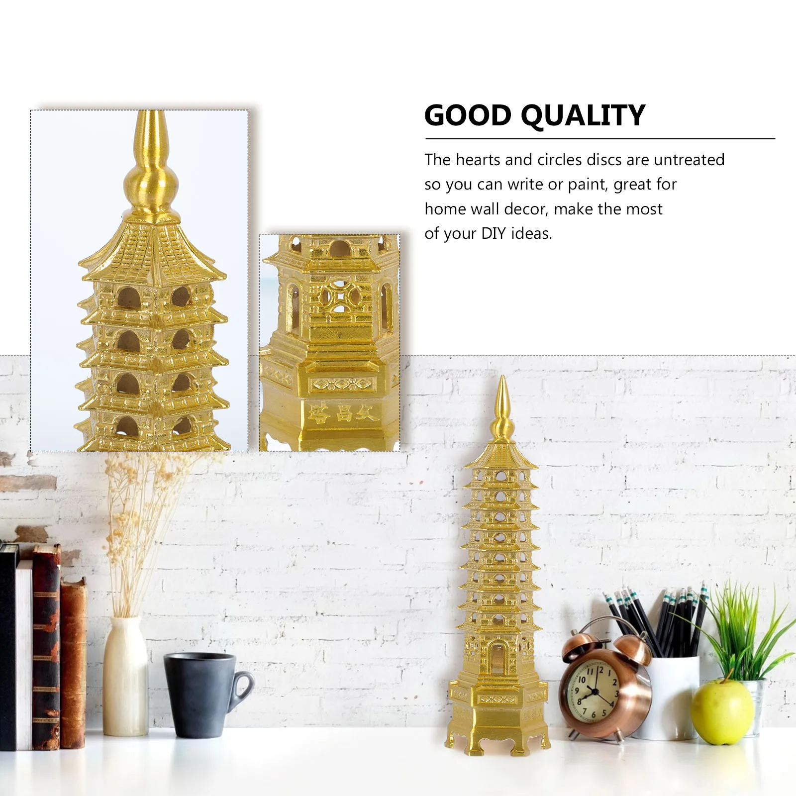 

Copper Wenchang Tower Ornaments Durable Decorative Statues Home Desktop Landscaping Gardening Figurines Tower