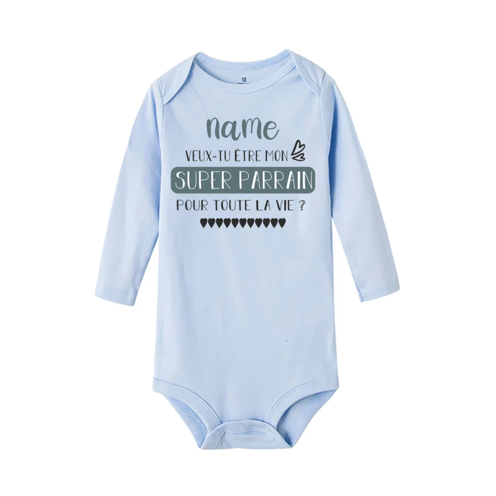 Personalized Baby Bodysuit Request Godmother Custom Name Infant Jumpsuit Newborn Long Sleeve Romper Clothes Gift for Godmother