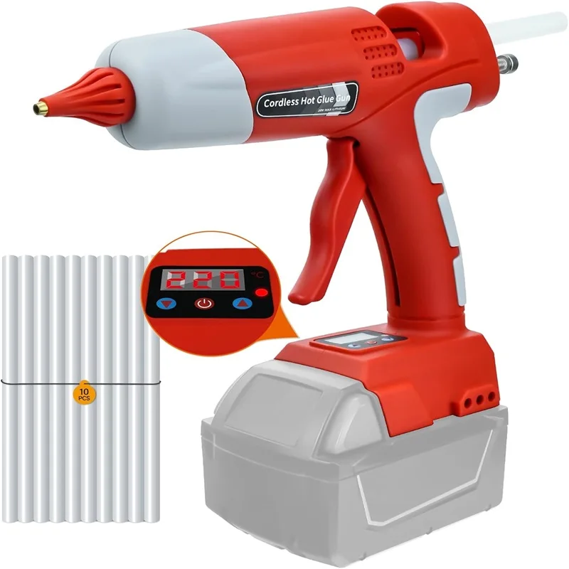 

100W Cordless Hot Glue Gun for Milwaukee 18V Li-ion Battery, 30s Quick Preheat Hot Melt Glue Gun with LCD Digital Display