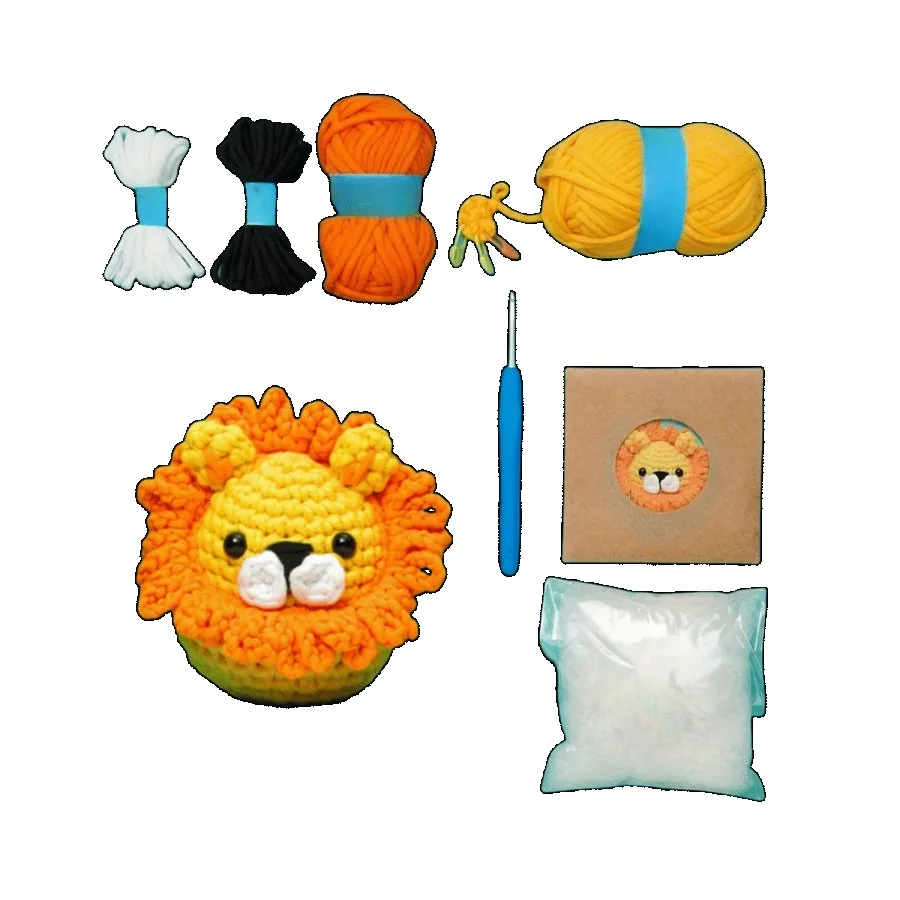 大人用かぎ針編み糸キット DIY漫画人形セット 英語マニュアル付き 編み物手作りセット 初心者向け 1セット 新しいかぎ針編みマスター