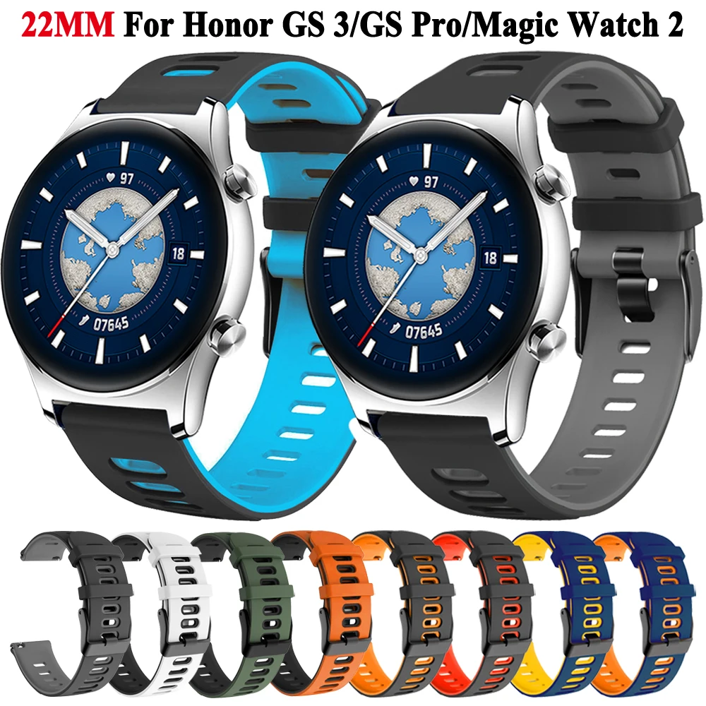 22mm Smart Watch Strap For Honor Watch GS Pro / GS 3 Bracelet For Honor Magic Watch 2 46mm Sports Silicone Watchband Accessories