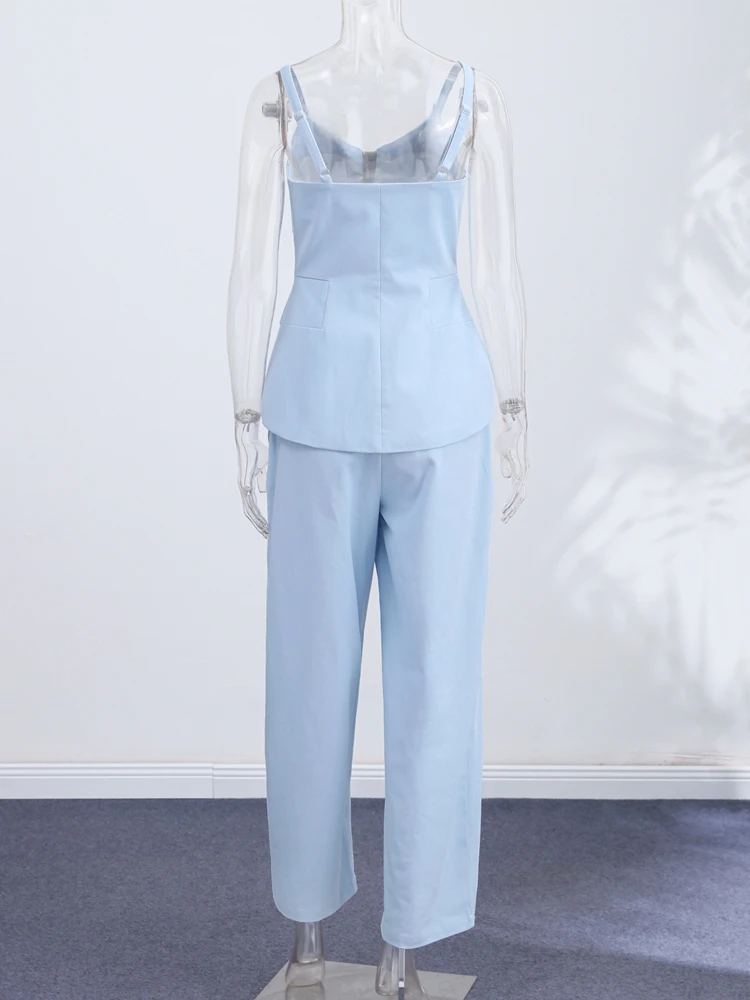 Spaghetti-Träger-Top mit Reißverschluss und Taillenbetonung für Damen, sexy V-Ausschnitt, ärmellos, rückenfrei, schmal geschnitten, figurbetontes Oberteil, charmante Damen-Partykleidung, Streetwear – Detail 9