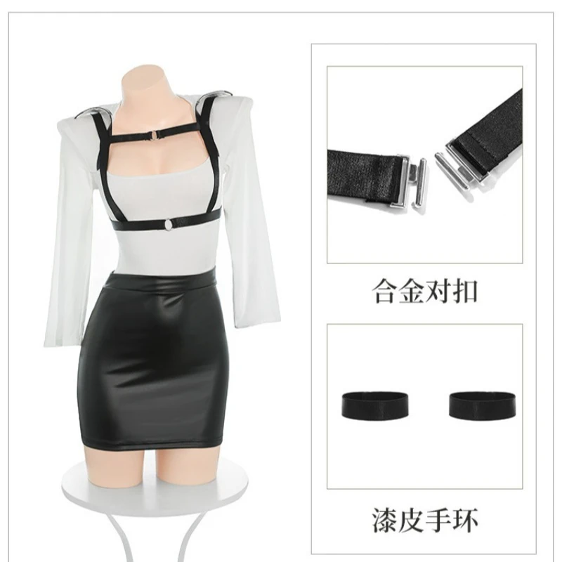 ชุดคอสเพลย์เซ็กซี่สไตล์สาวออฟฟิศ ชุดยูนิฟอร์มหนังรัดรูป กระโปรงสั้น ชุดชั้นใน สำหรับงานปาร์ตี้ ไนต์คลับ หรือการแสดงบนเวที