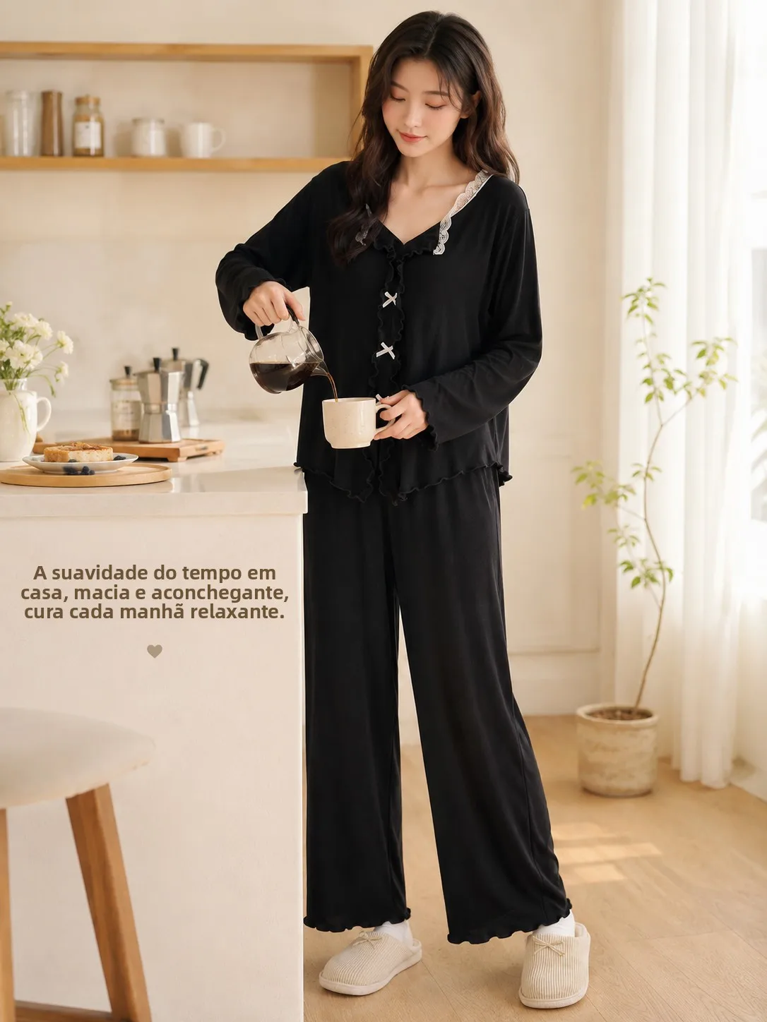 modal-sleepwear-home-clothes-thin-long-sleeve-women's-spring-autumn-new-style-fashion-slimming-pure-desire-wind-with-chest-pad
