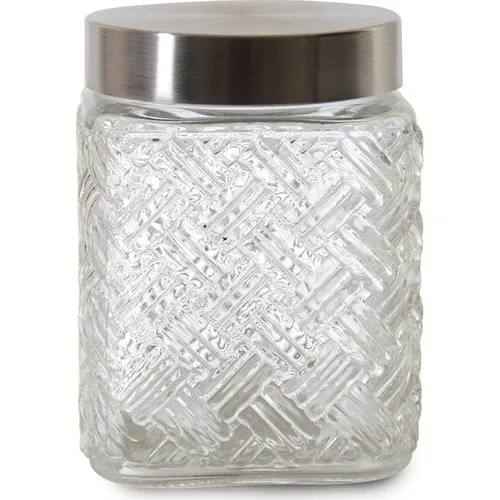 ISOSCELES Metal Stainless Square Glass Jar With lid 15.5 cm - 700ML