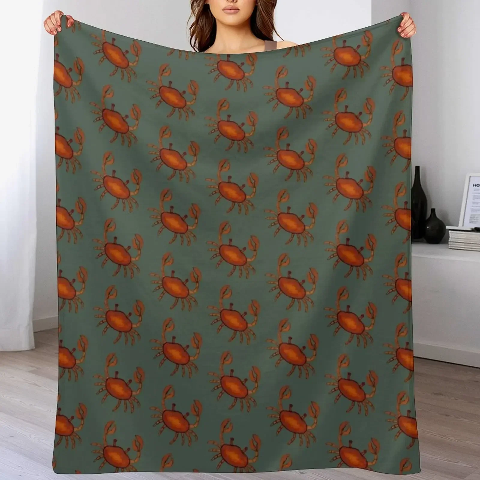 crabby cute crab design Throw Blanket Warm Blankets For Bed Plush Blankets