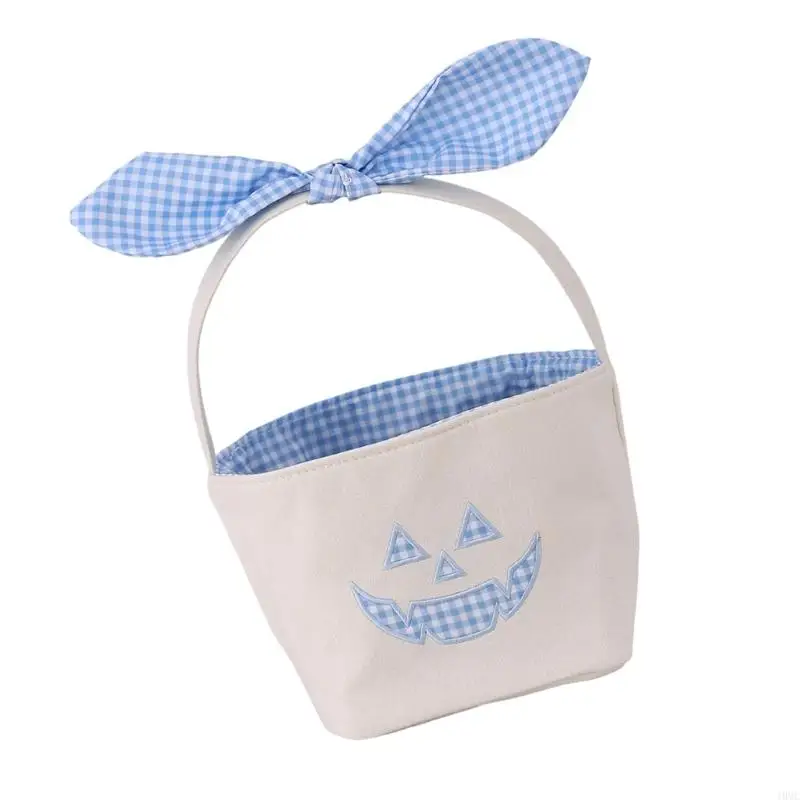 Seasonal Candy Bucket with Handle, Soft Polyester Treat Holder and Applique Detail for Candy Collection and Display J0MC