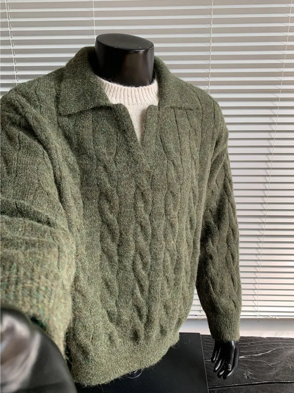 

Модный мужской вязаный свитер в американском ретро-стиле, осенне-зимняя новинка, на молнии, премиум-класса, из смесового полиэстера, длинный рукав