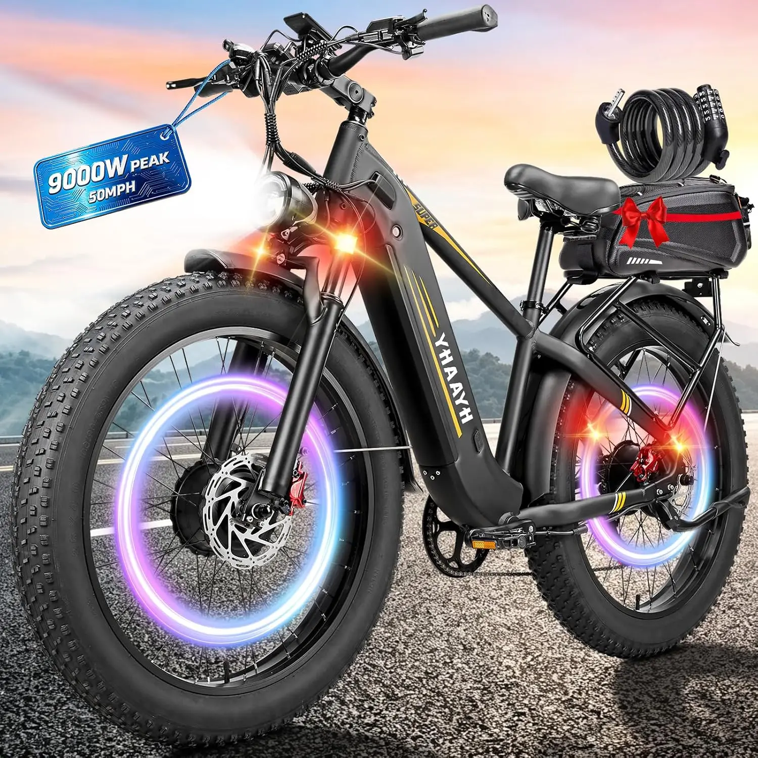 9000W Dual Motor E-Bike,52V 30Ah,100 Miles,26
