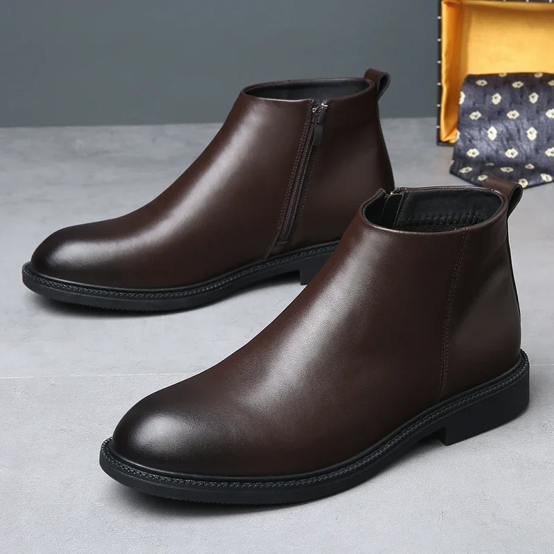 

Boots for men in autumn and winter 2025 with plush boots British style high top trendy versatile men's shoes