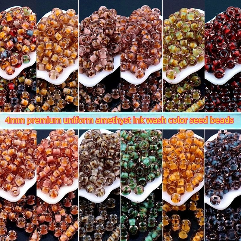 

4mm Super Excellent Uniform National Style Amethyst Does Not Fade Ink Color Rice Beads Handmade DIY Loose Bead Accessories