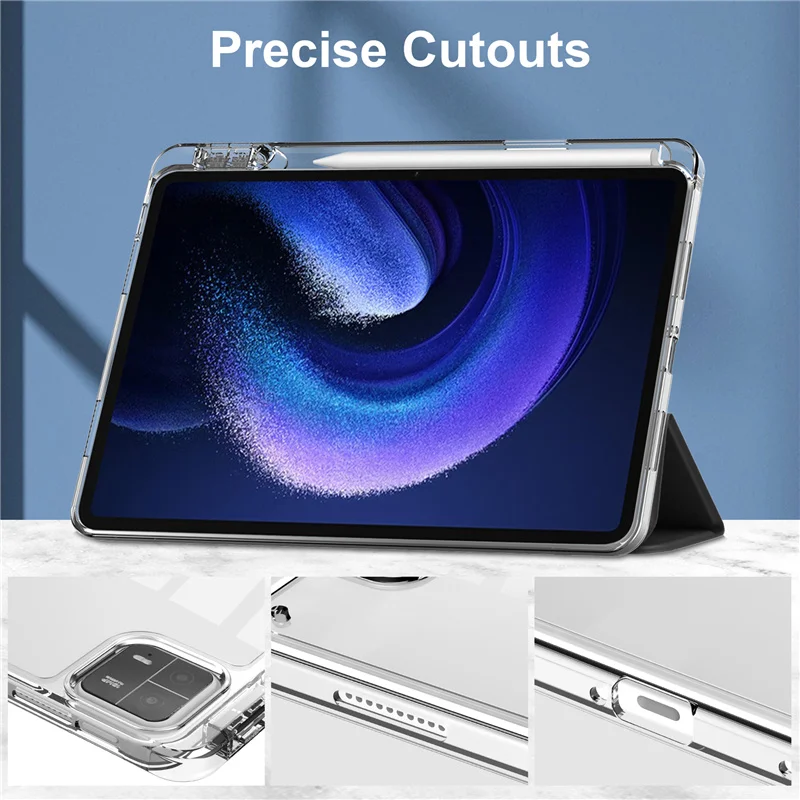 Fonda Per Xiaomi Pad 6 Pro Custodia da 11 pollici con portapenne Trasparente Guscio posteriore morbido per Xiaomi Mi Pad 6 Pro Mi Pad 6 Tablet Cover