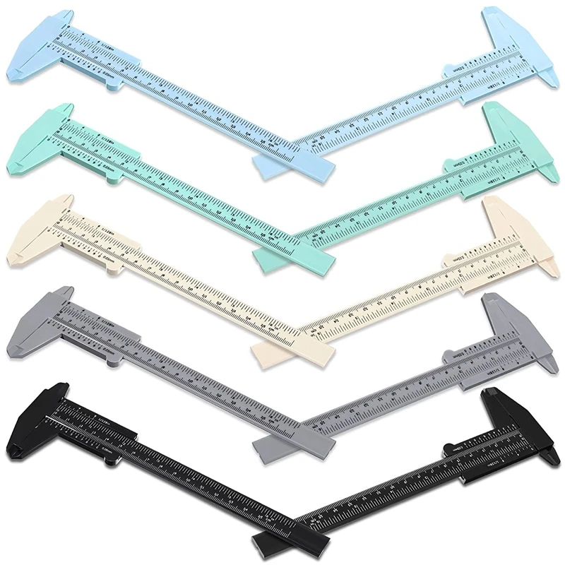 10 Pcs 150 mm Mini Plastic Caliper Vernier Caliper Double Scale Sliding Gauge Measuring Tool for Student Office 5 Colors-A10G