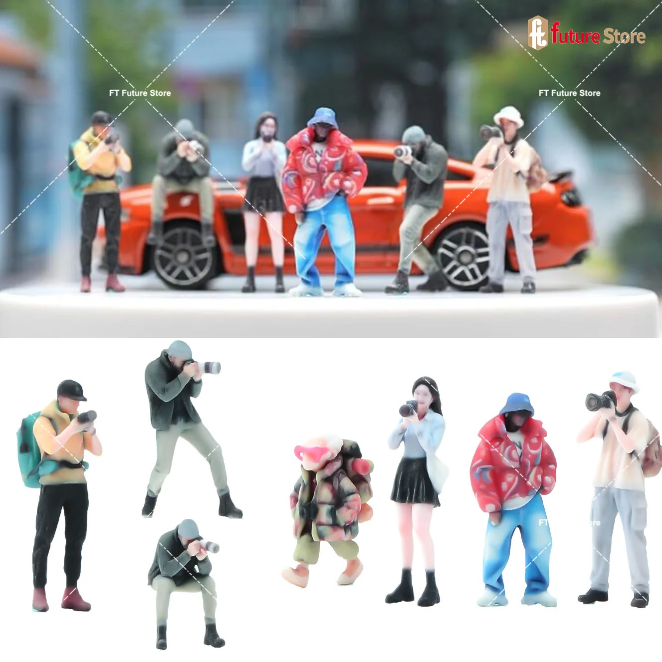 

Miniature Figure 1/64 1/43 1/24 1/18 Adventure Photography Male Backpack Man Girl 3D Print Mini Doll Diorama Props For Car Model