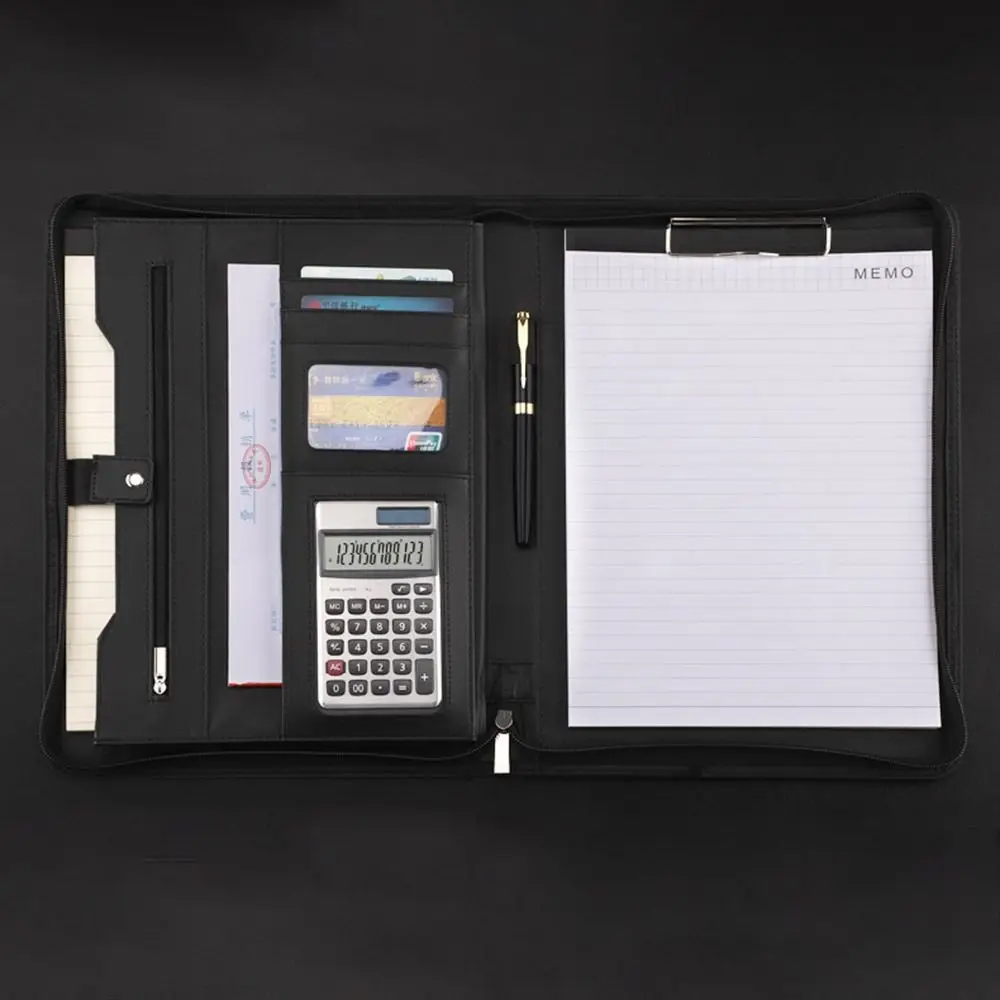PU Leather A4 Clipboard Folder Multifunctional Writing Pads Document Organizer Portable with a4 Notepad Contract File Folders