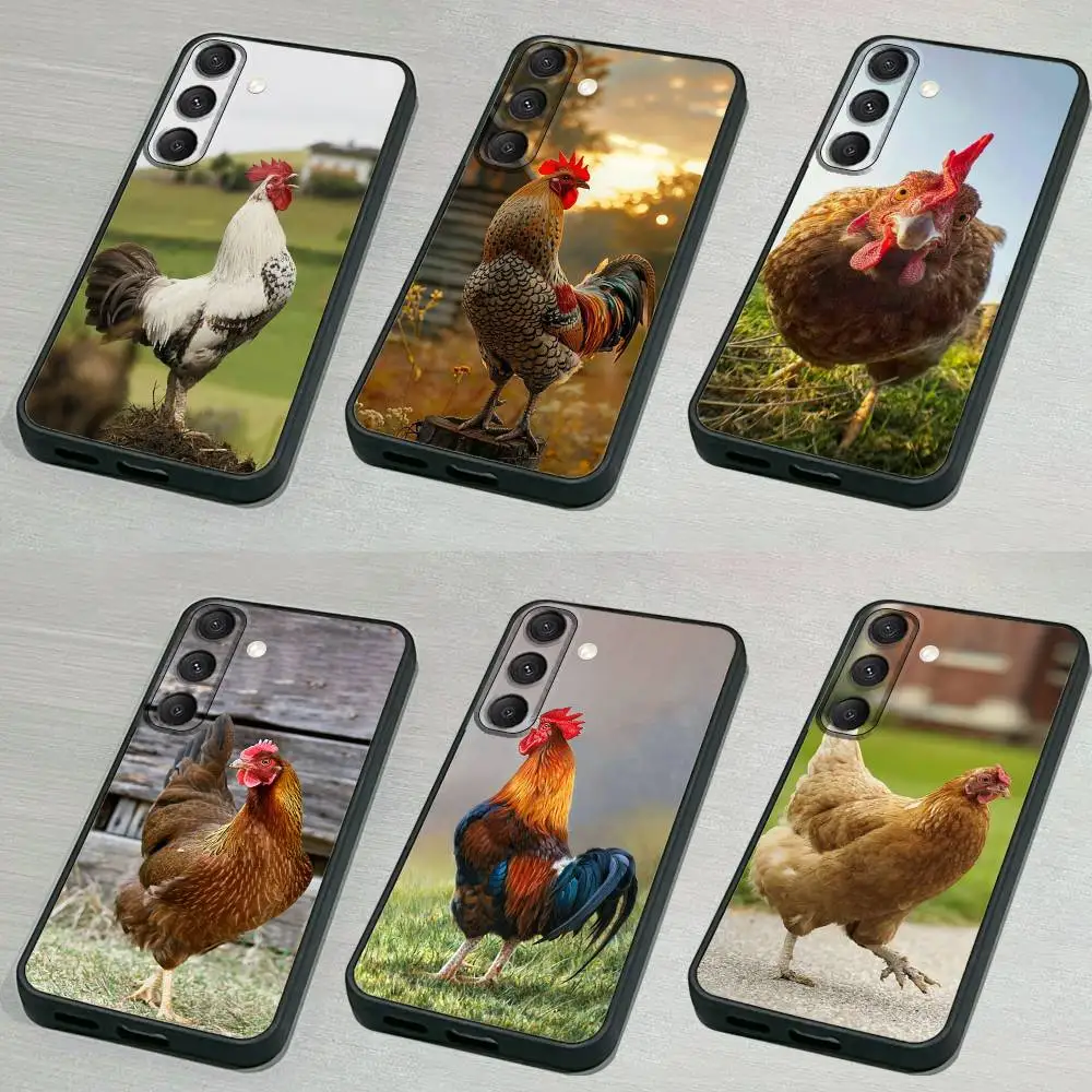

Animal H-Hen R-Rooster Phone Case For Samsung S 25,24,23,22,30,21,10,9,Ultra,Plus,Lite,FE,4,5G Black Soft Case