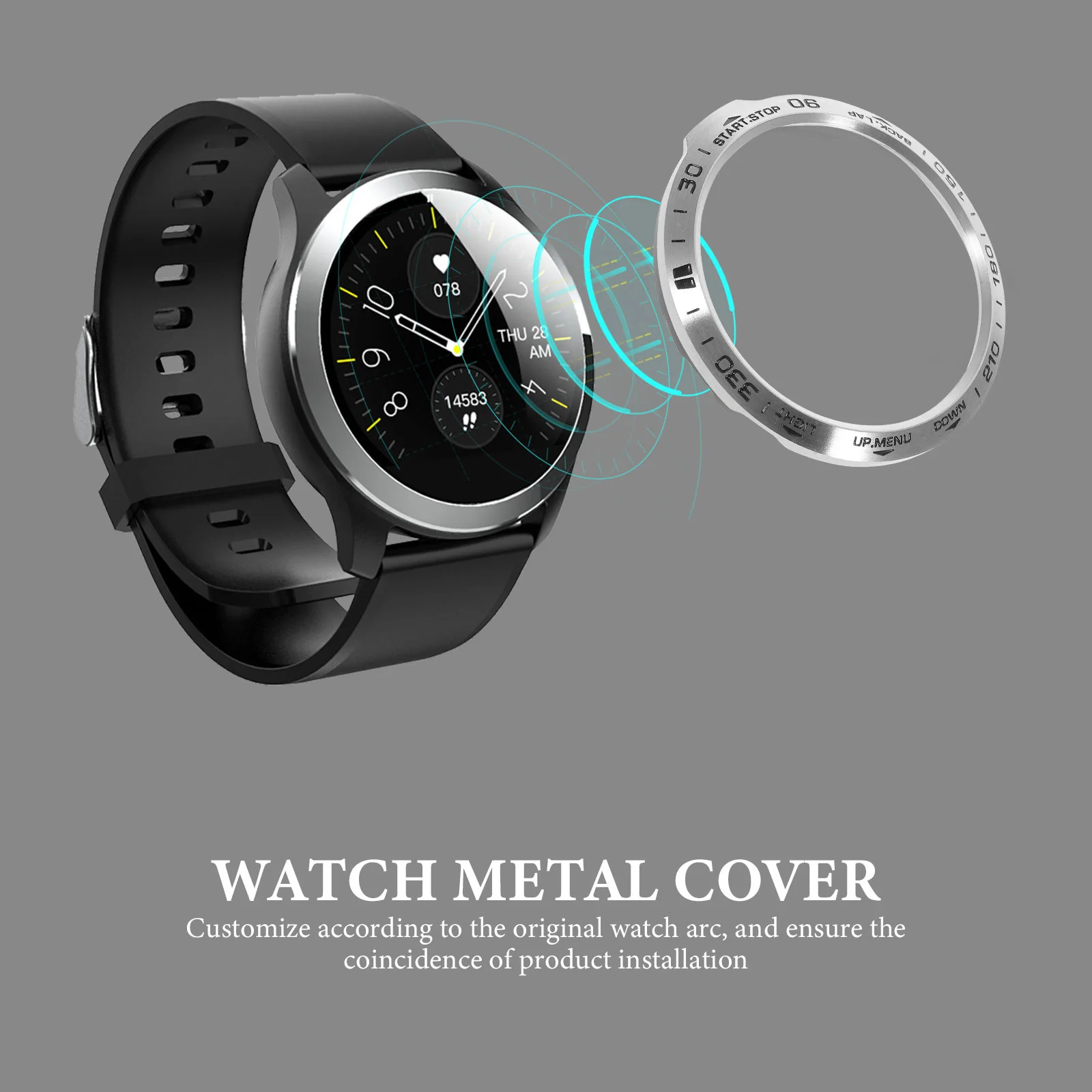 

Stainless Steel Watch Bezel Ring for 6X Cover Protective Metal Accessory Lightweight Durable Watch Cover