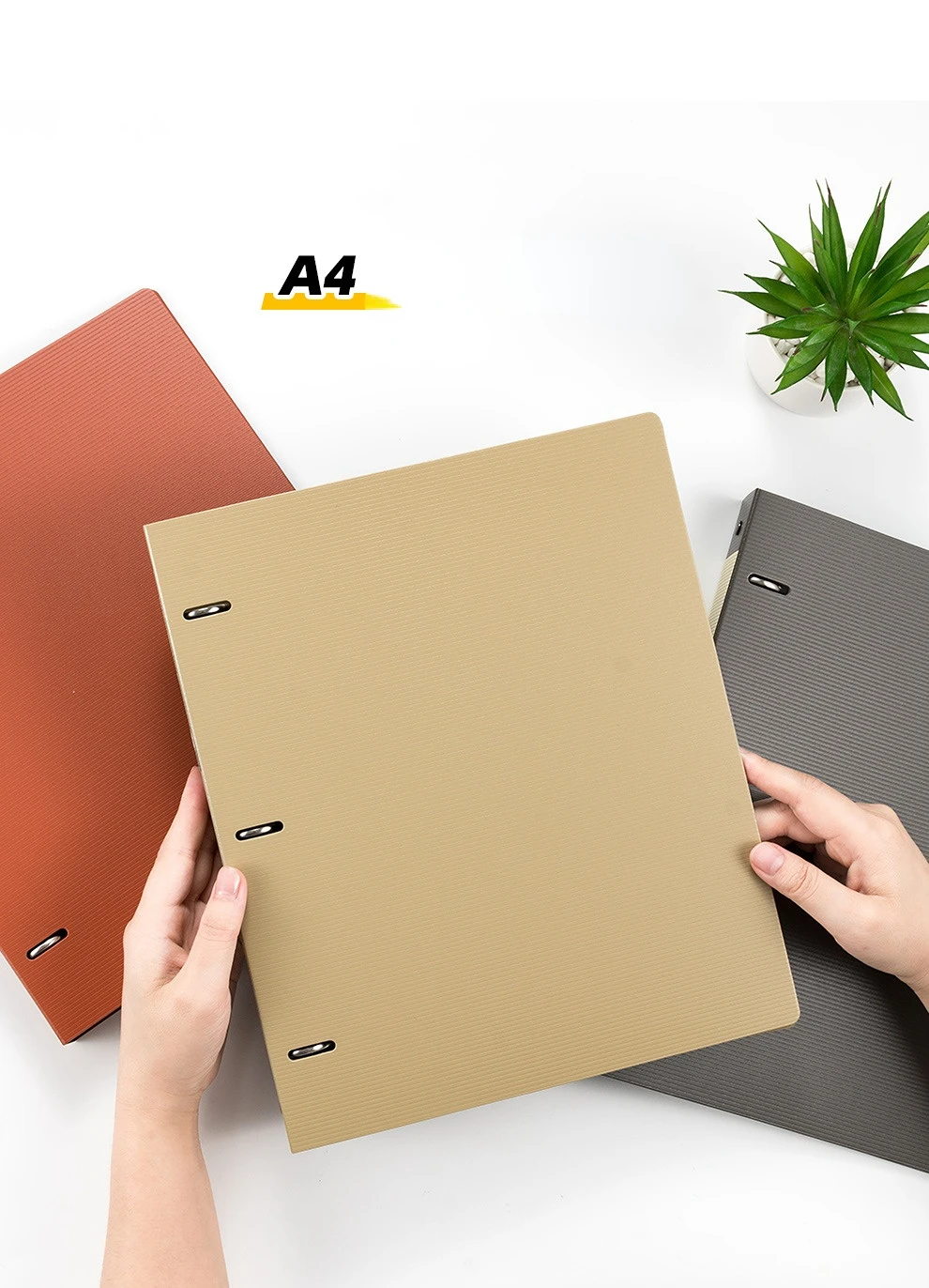 A4 File Folders Display Book 3 Hole Binder Folders Morandi Color Waterproof Document Ring Binder Folder