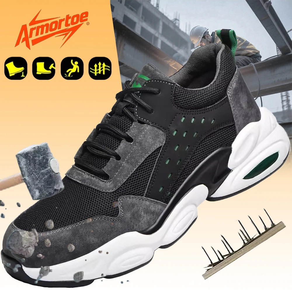 

ArmorToe Steel Head Safety Shoes Four Seasons Models Anti-smash Anti-puncture Work Shoeswear Sports Shoes #Armor2810