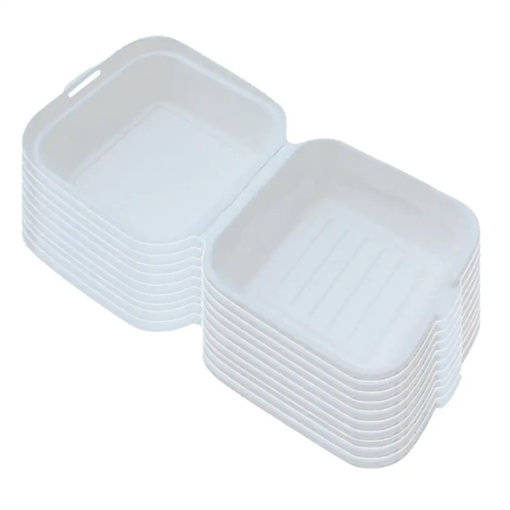 Compostable Hamburger Box for Go Containers-Containers , White 10pcs, 15x15x8cm