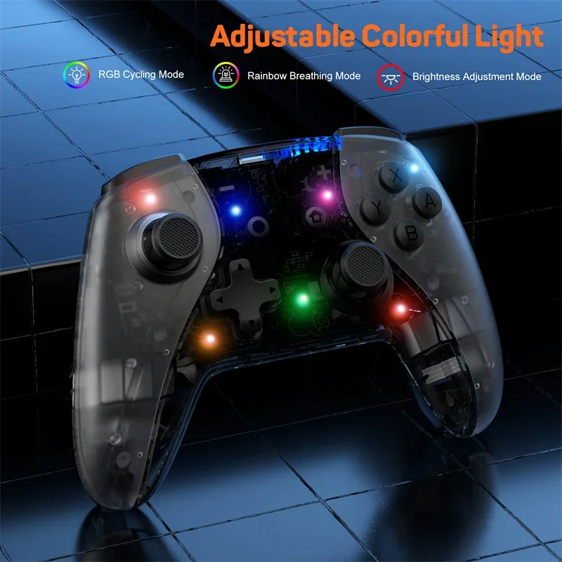 

LinYuvo KS36 Translucent Black Joypad Wireless With Wake up 6axis Dual motor Turbo for Nintendo Switch/ Oled Gaming Controller