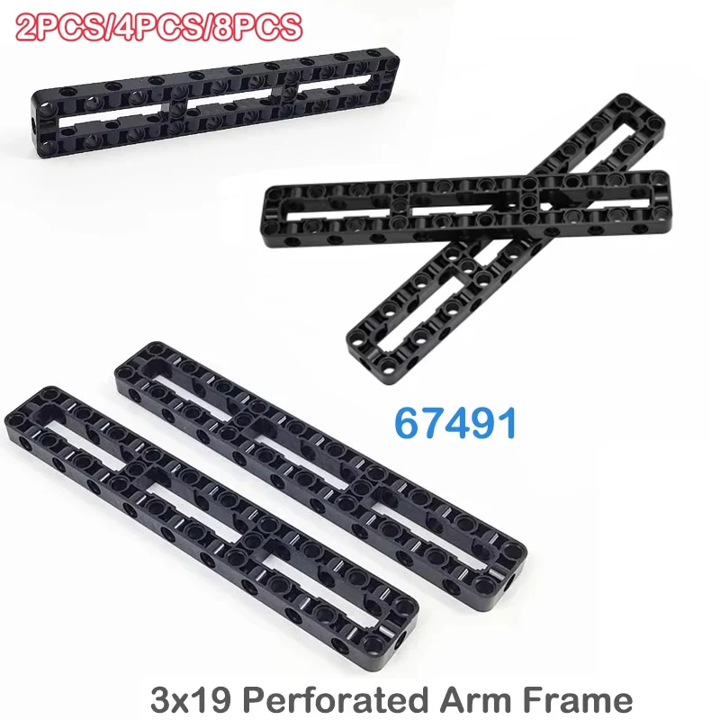 67491 Technologie Blöcke Teile 3x19 Dickes Perforiertes Loch Armrahmen Mittelstrahl MOC Bausteine Zusammengebautes Spielzeug Zubehör