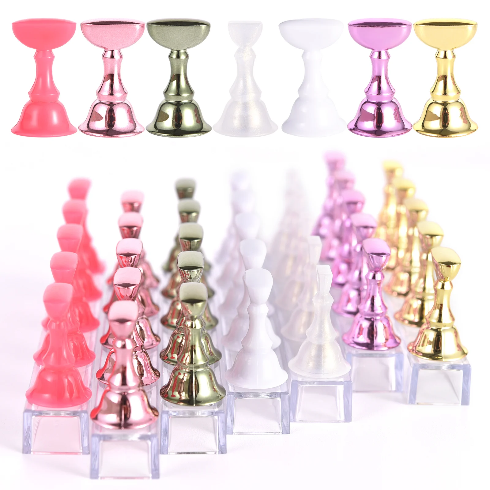 5 個ネイルアート練習ディスプレイスタンドセットチェスの駒磁気ネイルチップホルダーチェス盤ネイル練習スタンドマニキュアツール