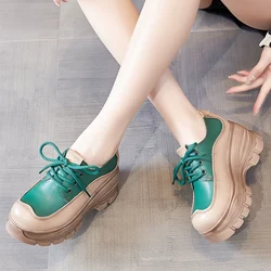 GKTINOO 2024 Fashion Spring Women Shoes Genuine Leather Lace-Up Flat Platform Sneakers Women Thick Bottom Casual Shoes Footwear