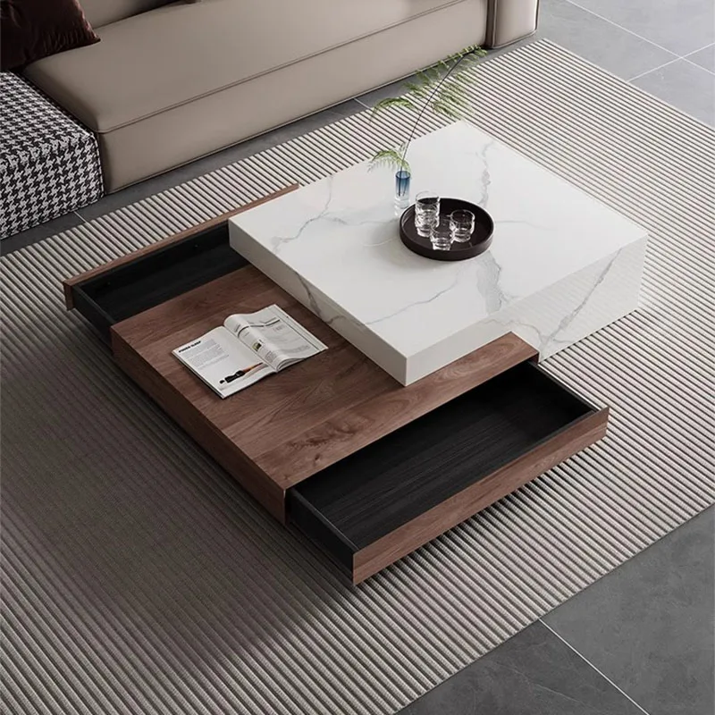 

Moving Design Luxury Coffee Table Living Room Wood Bedroom Rock Coffee Tables Square Modern Nordic Couchtisch Furniture Home