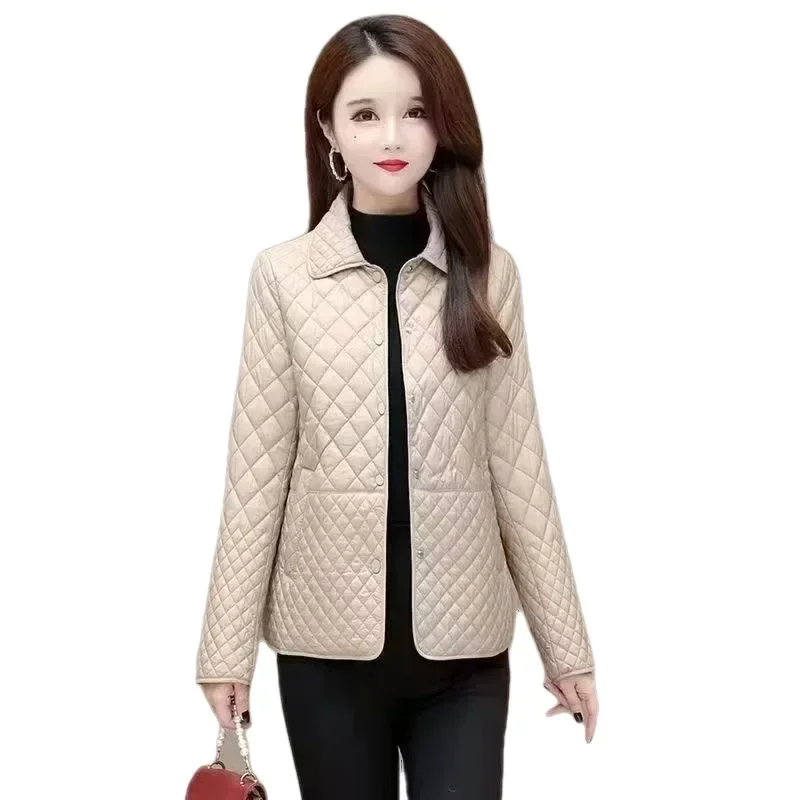 Coat Parkas Long Sleeve Quilted Coat Solid Color Ladies Winter Jacket New in External Clothes 2023 Office Lady Korean Fashion